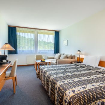 Prémium hangulatú Standard szobák kanapéval és elegáns balatoni wellness környezettel várják a vendégeket.